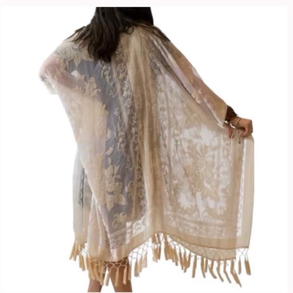 UNICORN 🦄 RARE FREE PEOPLE NIGHTBIRD BURNOUT KIMONO OS